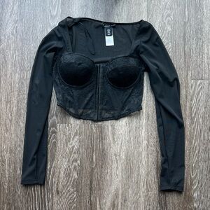 Sincerely Jules Black Long Sleeve Crop Top